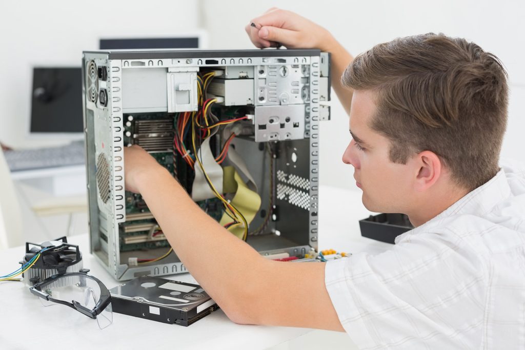 a guy service his pc