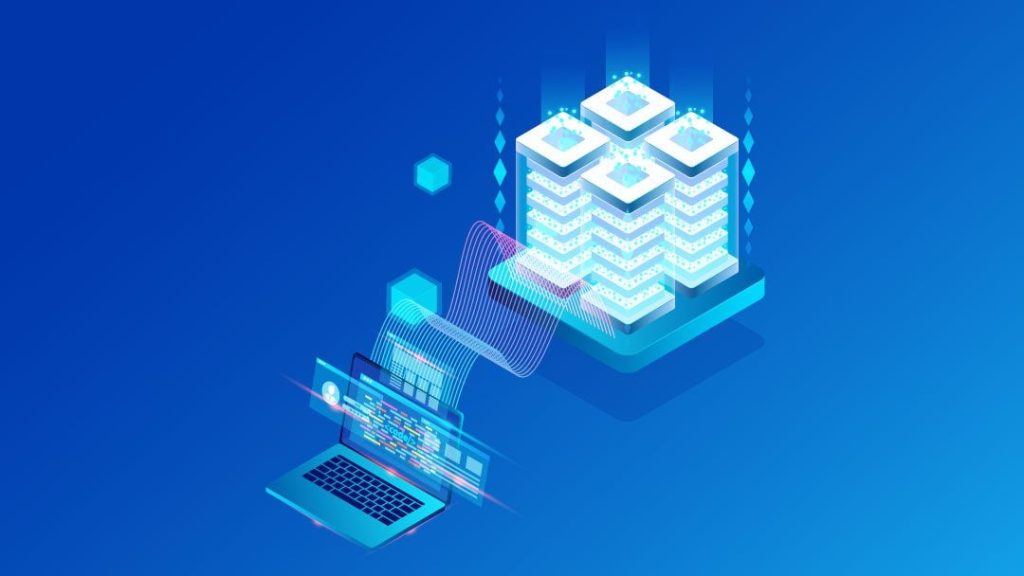 computer sending data into the server