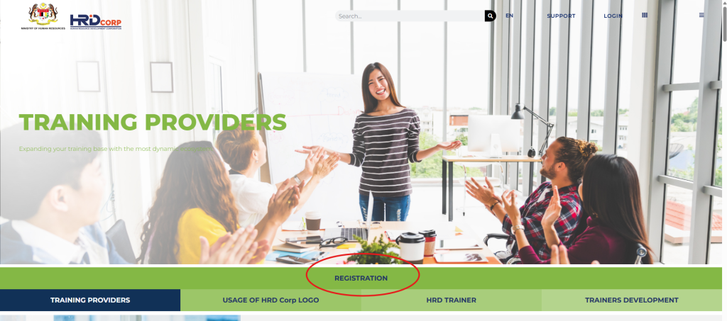 click the registration once you already inside the training provider page