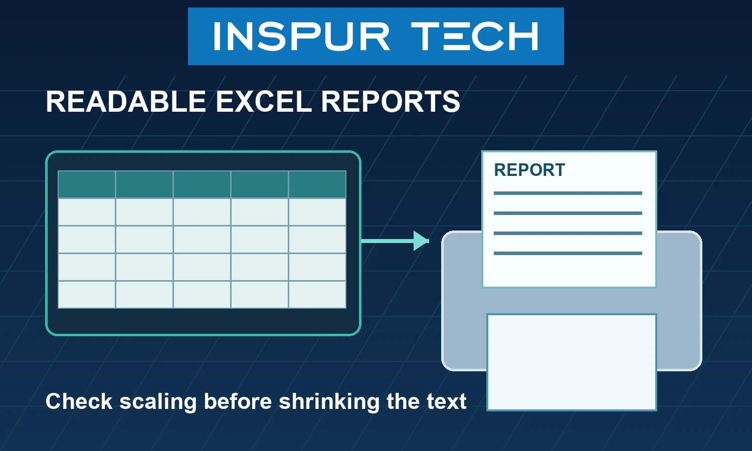 Illustration of a spreadsheet becoming a readable printed office report