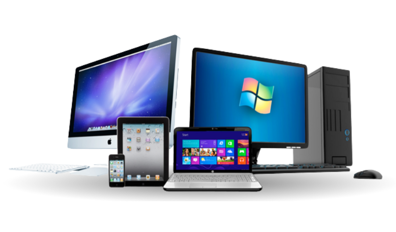 Few pc , laptop , imac on the